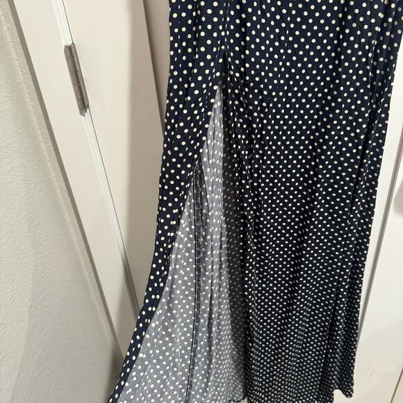 Lulu’s Navy Polka Dot Off-Shoulder Maxi Dress - Small - Picture 6 of 9